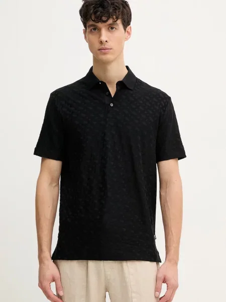 BOSS polo de bărbați uni negru