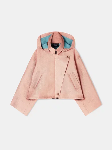 Кожаное пальто Emporio Armani розовое