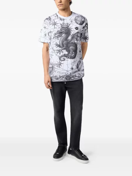 Tricou Philipp Plein cu imagine alb