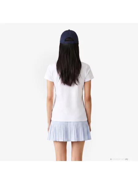 Lacoste Koszulka Z Okrągłym Kołnierzykiem biała
