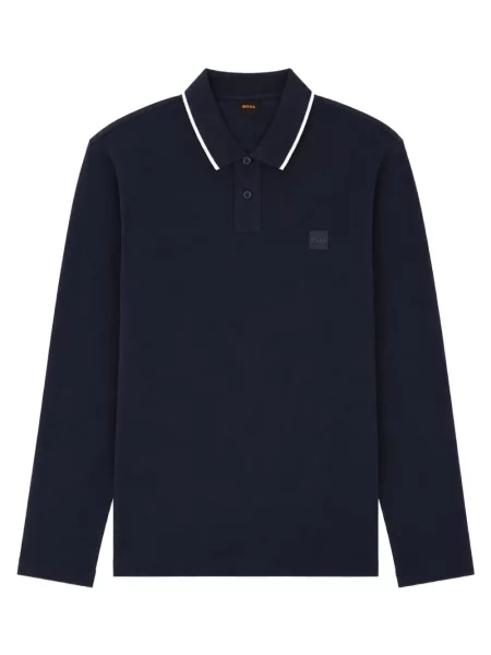 Lung tricou polo Boss albastru