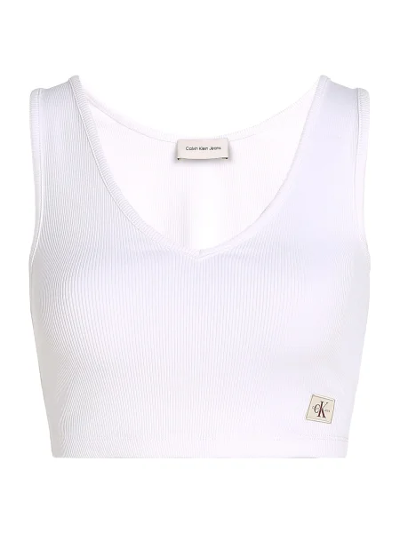 Cropp top din denim Calvin Klein Jeans alb
