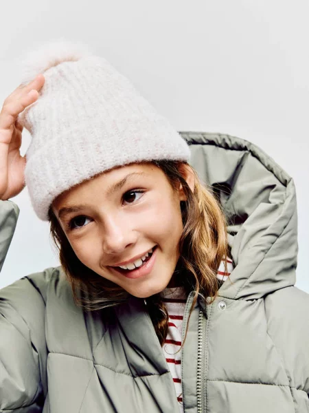 Długa pikowana kurtka khaki Dzieci lata MANGO KIDS