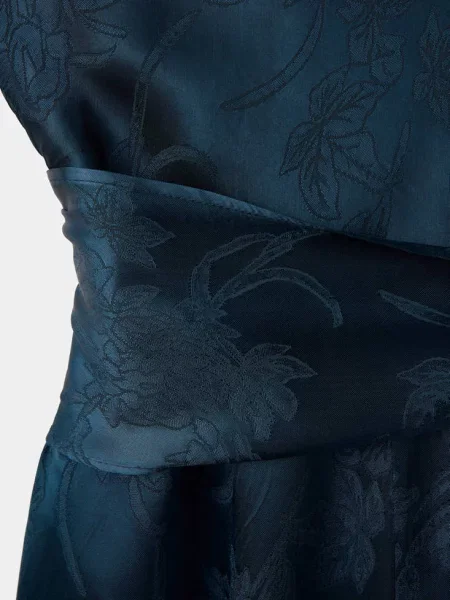 Satynowy żakardowy kombinezon typu halter Kobieta XL MANGO granatowy