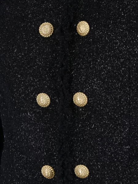 Geacă Balmain din tweed negru