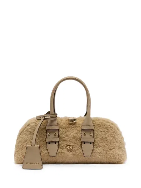 Geantă shopper Pinko cu cataramă din piele de oaie