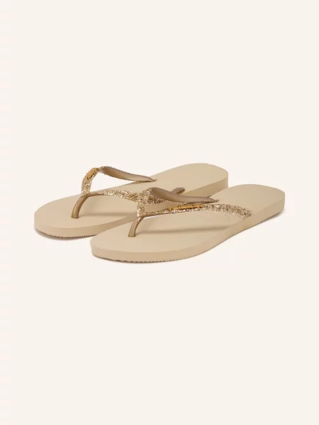 Japonki Havaianas Slim Glitter II Beż Złoty brązowe