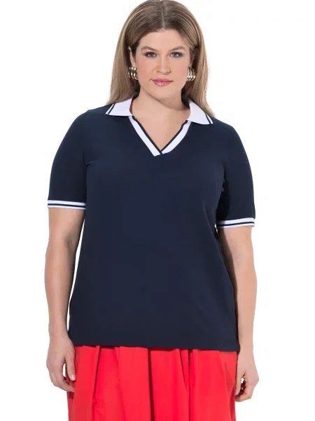 Ulla Popken Tricou albastru marin alb