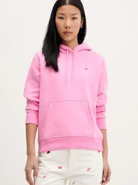 Tommy Jeans bluza z bawełną różowa