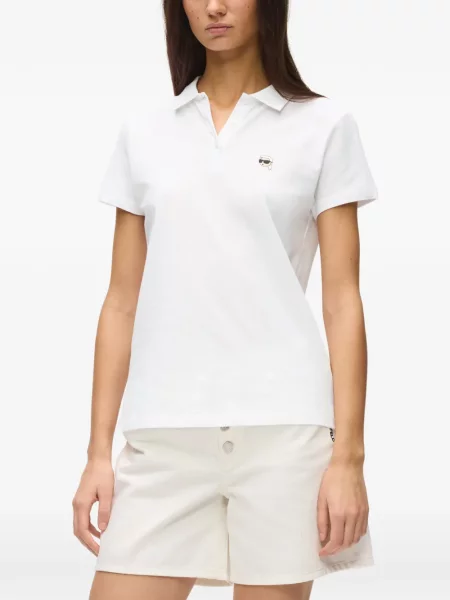 Поло тениска Karl Lagerfeld с автограф бяло