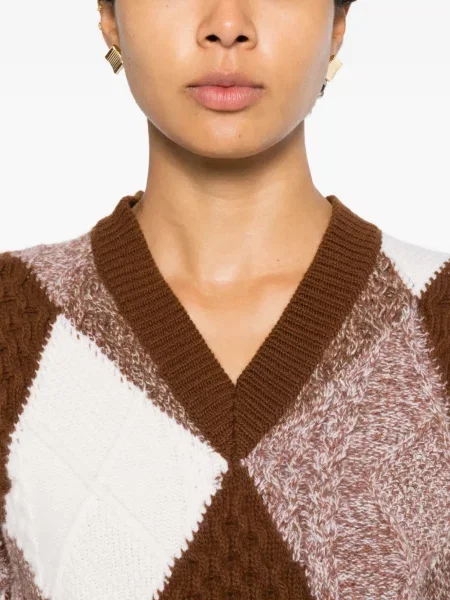 Pulover Stella Mccartney cu decolteu în V maro