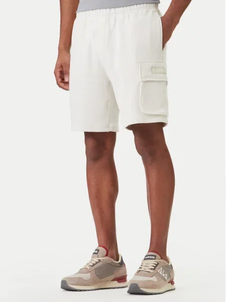 Napapijri Pantaloni scurți sport N-Box Logo Cargo alb