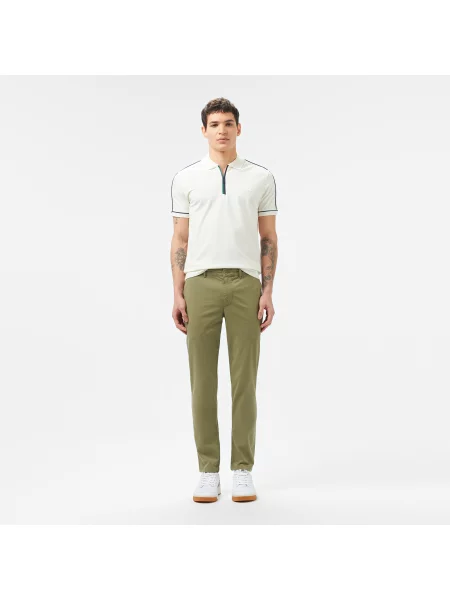 Lacoste Koszulka Polo Half Zip Slim Fit biała