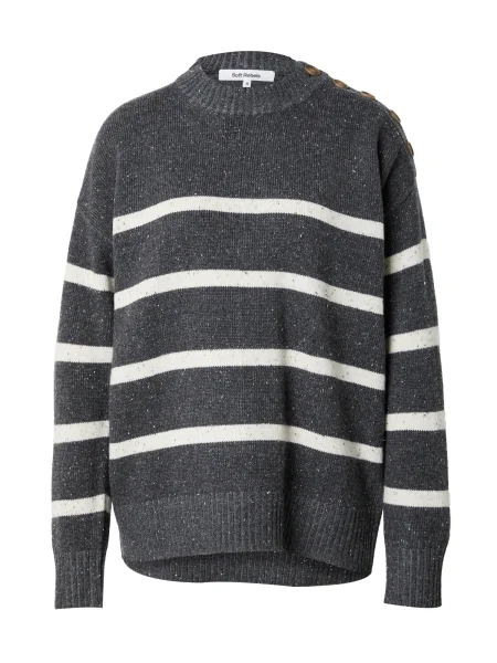 Soft Rebels Sveter SREMerald tmavosivá biela