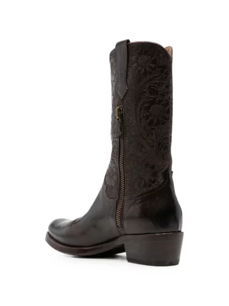 Botine Eraldo cu model floral maro