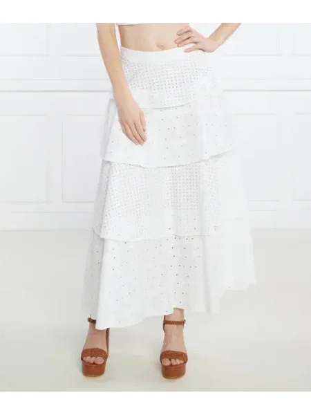 Silvian Heach Fustă LONG SKIRT ZAKOL alb