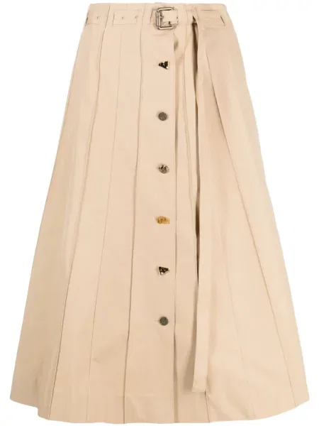 Fusta plisata Rejina Pyo plisată până la genunchi maro