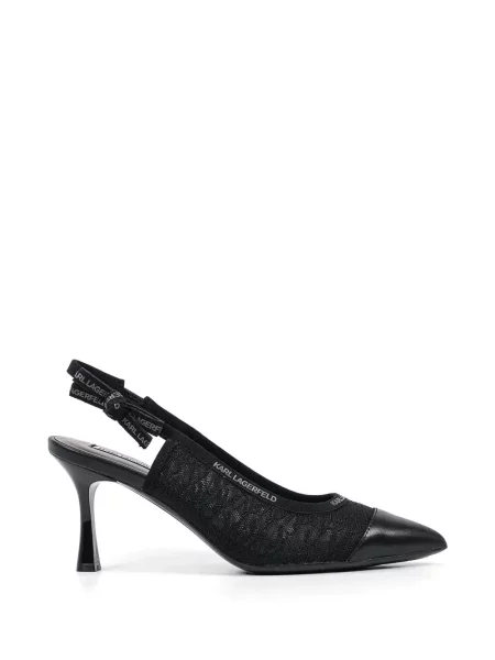 Pantofi cu toc Karl Lagerfeld din dantelă slingback negru