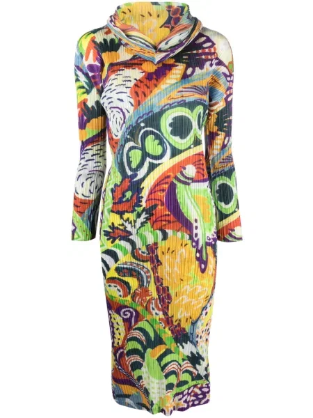 Rochie midi Pleats Please Issey Miyake plisată până la genunchi de costum alb