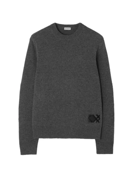 Sweter Burberry wełniany w kratę szary
