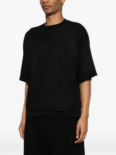 Kratak džemper Isabel Benenato s okruglim izrezom crna