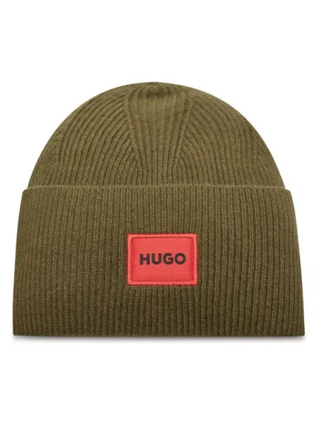 Vlnená čiapka HUGO Xaff 6 zelená