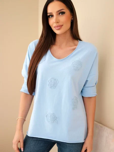 Bluză Kesi Włoski cu decolteu în V albastru