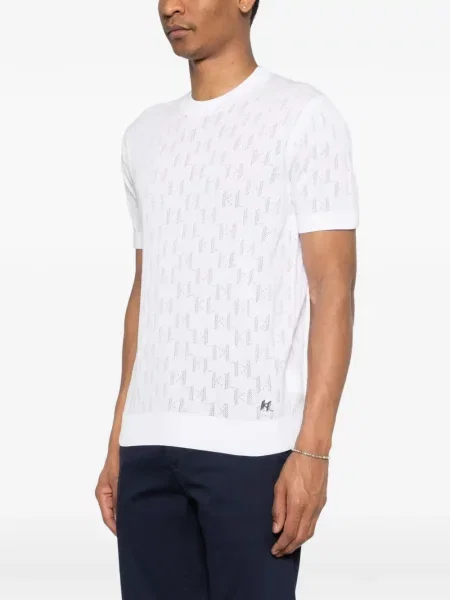 Tricou Karl Lagerfeld scurt cu autograf alb