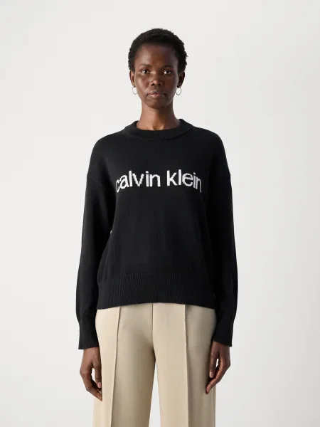 Calvin Klein Jeans Pulover / alb negru