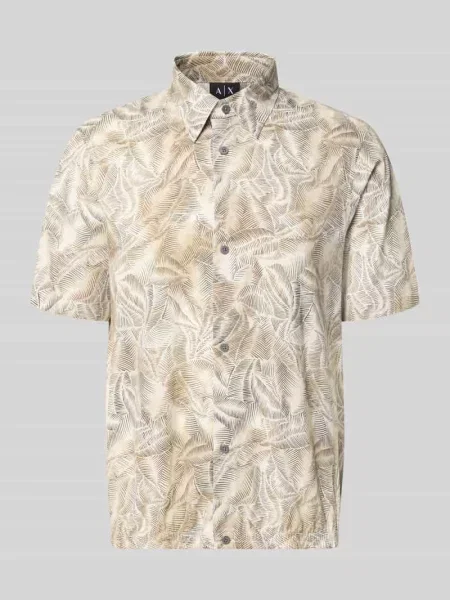Koszula casualowa o kroju regular fit z kołnierzykiem kent Armani Exchange beżowa