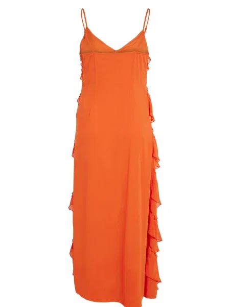Rochie maxi Vila cu volane portocaliu