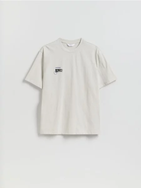 Reserved Tricou cu croială lejeră cu imprimeu pe spate deschis gri