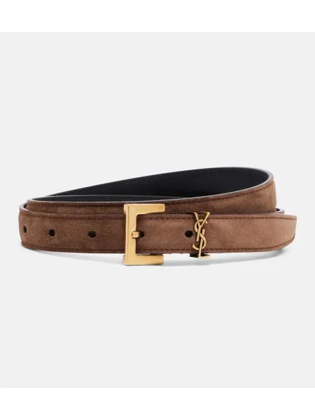 Curea Saint Laurent din piele de căprioară maro