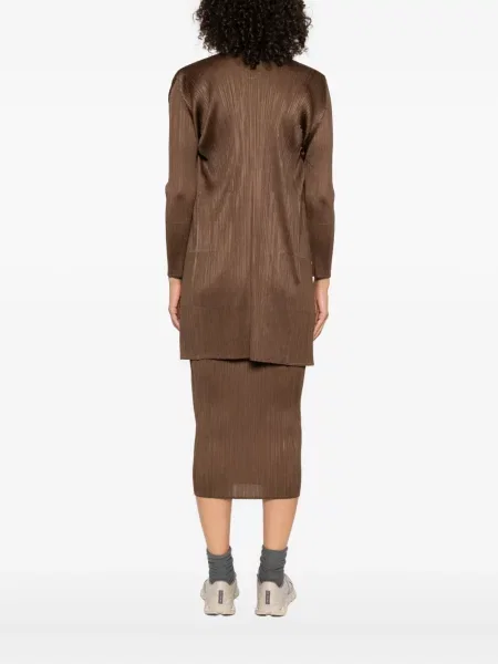Plisirani kaput Pleats Please Issey Miyake smeđa