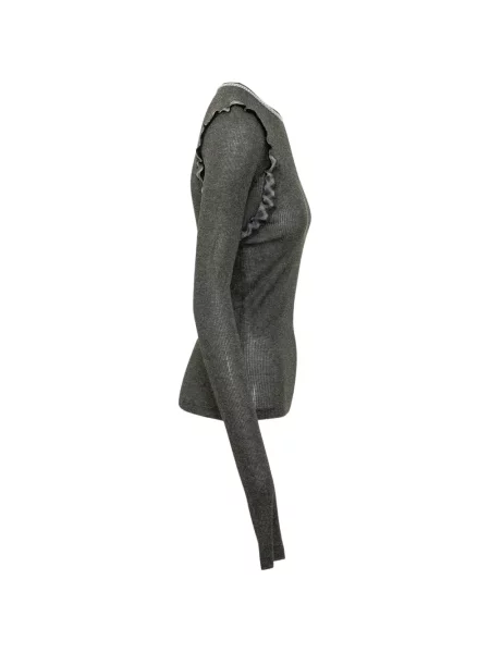 Lung tricou Msgm tricotate cu volane gri