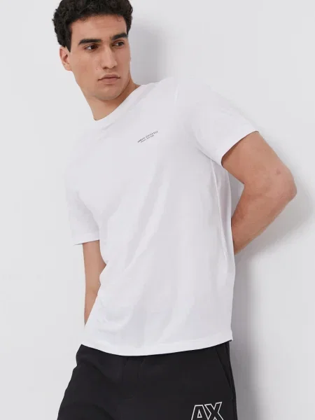 Тениска Armani Exchange бяло с принт