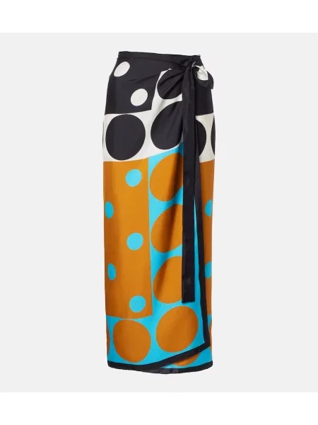 Fustă Dries Van Noten de mătase cu imagine plic