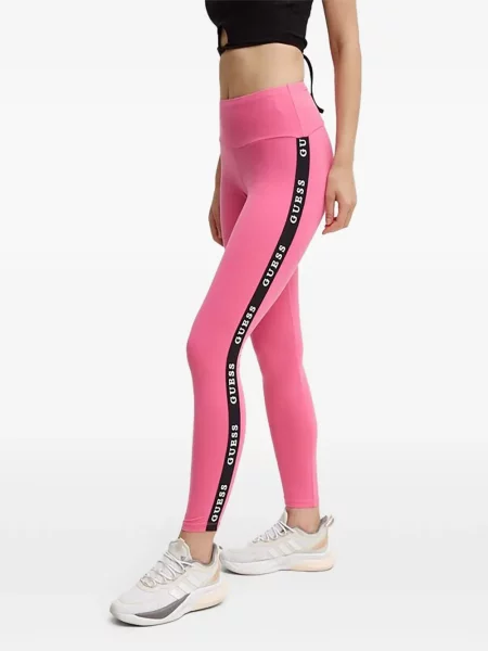 Leggings Guess cu dungi cu autograf roz