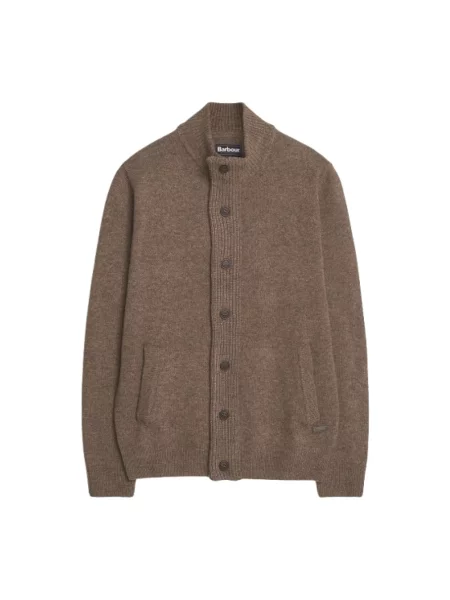 Sweter Barbour wełniany pleciony brązowy