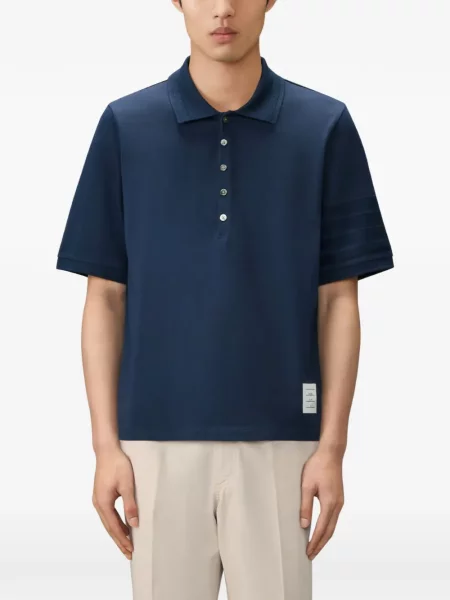 Tricou polo Thom Browne albastru