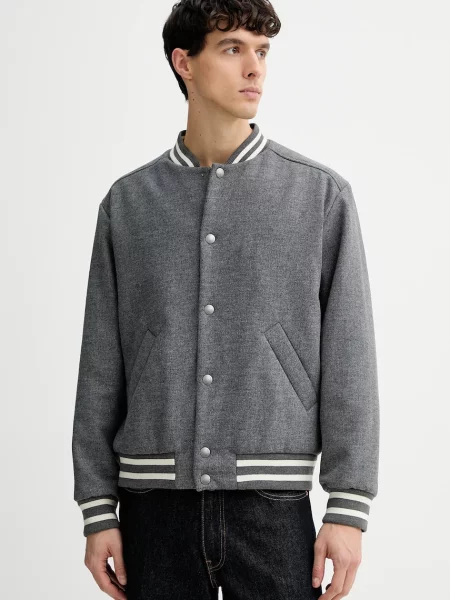 A.P.C. jachetă din amestec de lână blouson micky de tranziție gri