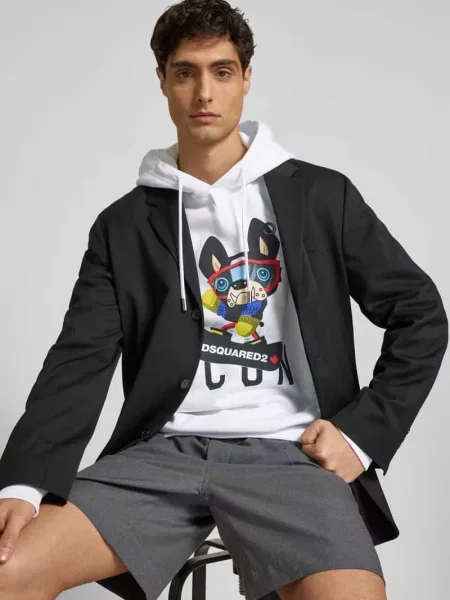 Bluza z kapturem o kroju oversized z bawełny Dsquared2 biała