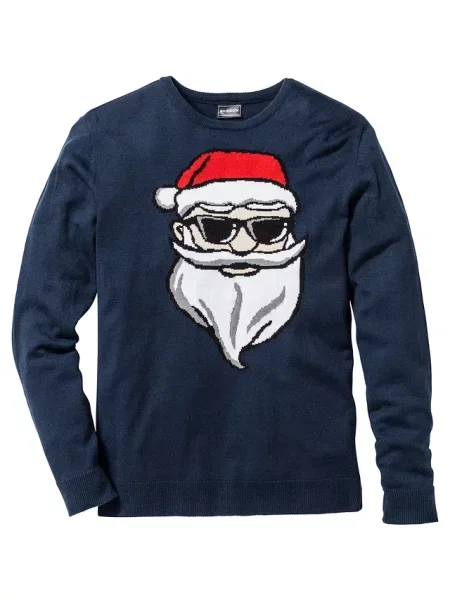 Sweter z bożonarodzeniowym motywem niebieski