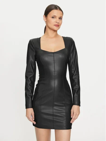 Guess Rochie din imitație de piele negru
