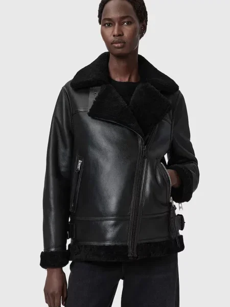 AllSaints geacă de piele SOLA negru