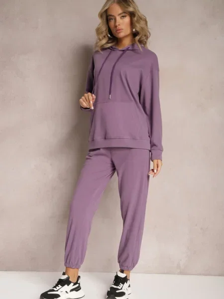 Dzianinowy Komplet Dresowy z Bluzą i Spodniami Ciranova fioletowy