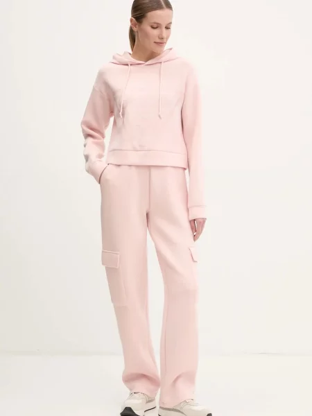 Guess bluza NEW ALISA z kapturem z nadrukiem różowa