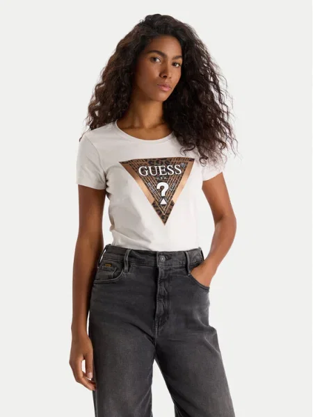 Тениска Guess дамска бежово бяло