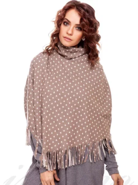 Теплое женское пончо