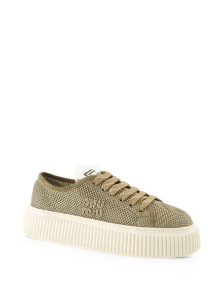 Sneakerși Miu Miu cu platformă plasă maro